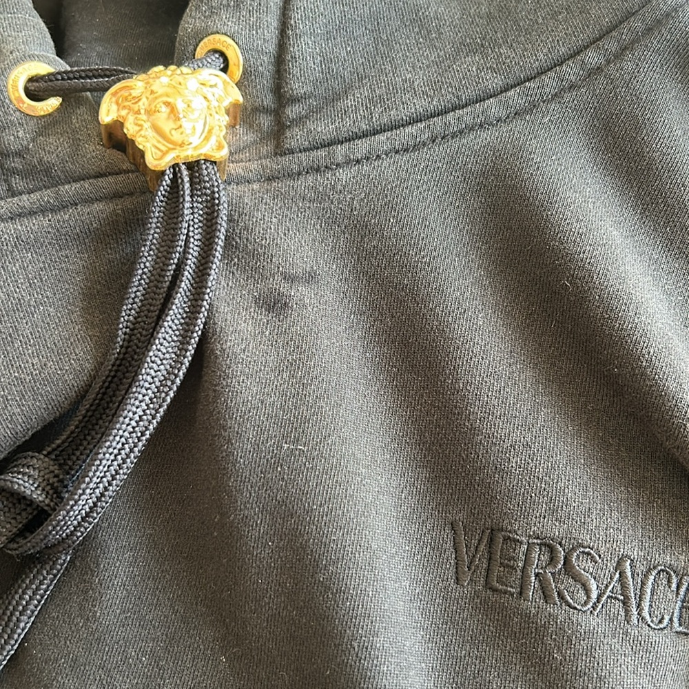 Versace La Medusa Black Hoodie with Gold Accents - Picture 6 of 12